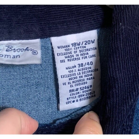 Vintage Embroidered Denim Button Down Long Sleeve Shirt Women’s Size 18/20W Fall - Picture 8 of 11